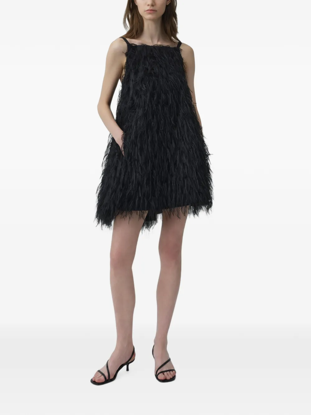 SIMKHAI Kalla fringe jacquard mini dress Zwart