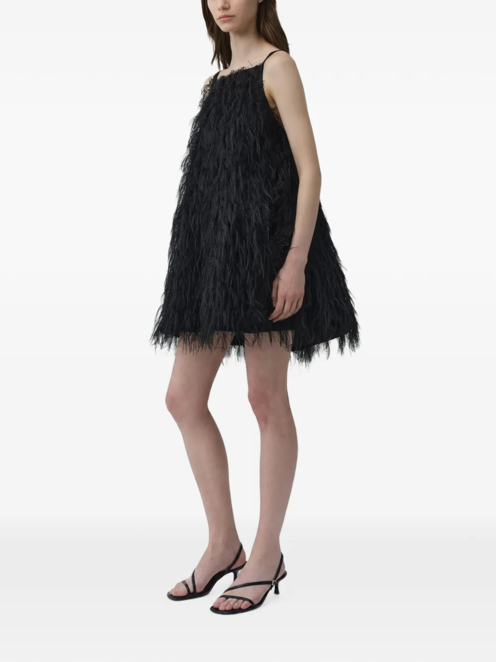 SIMKHAI Kalla fringe jacquard mini dress Zwart