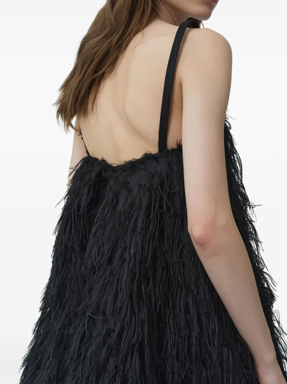 SIMKHAI Kalla fringe jacquard mini dress Zwart
