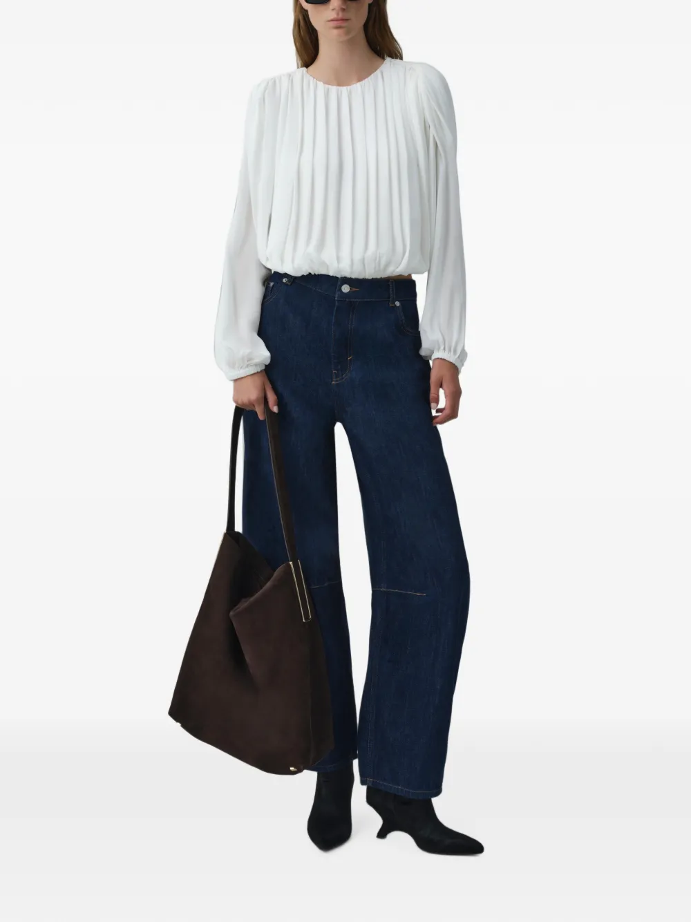 SIMKHAI Frida zijden georgette blouse Wit
