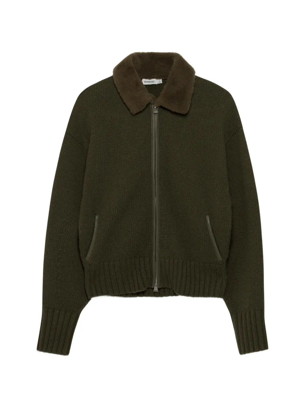 SIMKHAI Zorina faux-shearling collar cardigan