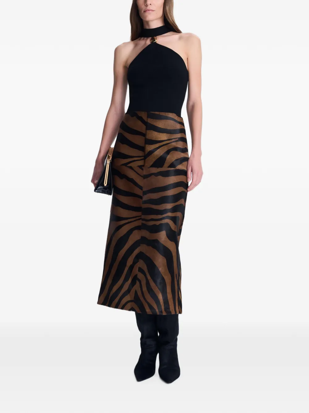SIMKHAI Renlen ribbed-knit halter top Zwart