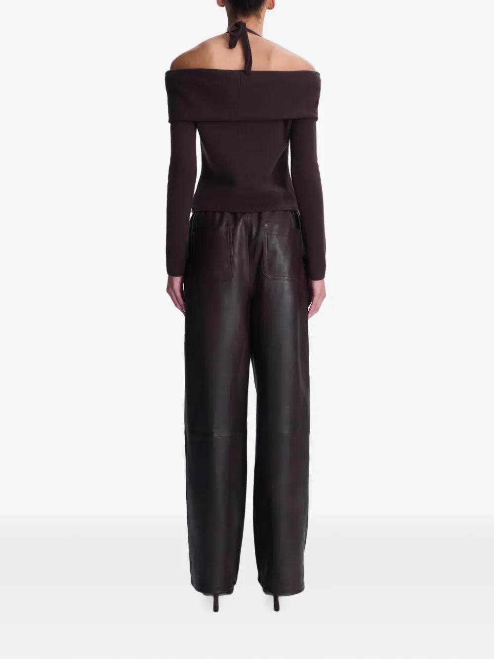 SIMKHAI Cambria off-shoulder top met gedraaide voorkant Bruin