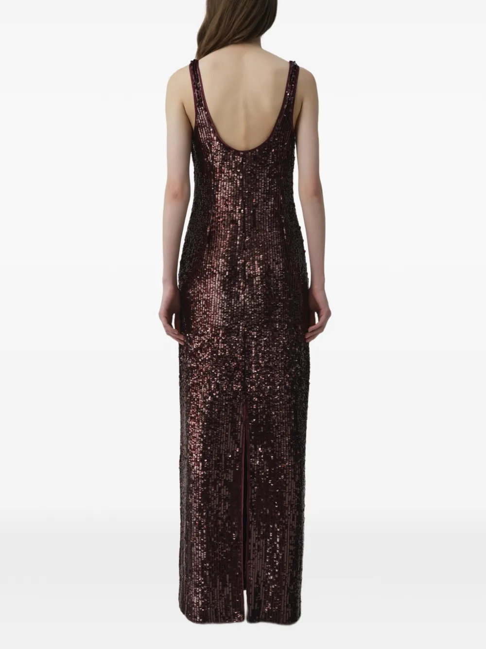 SIMKHAI Bex sequin-embellished maxi dress Rood
