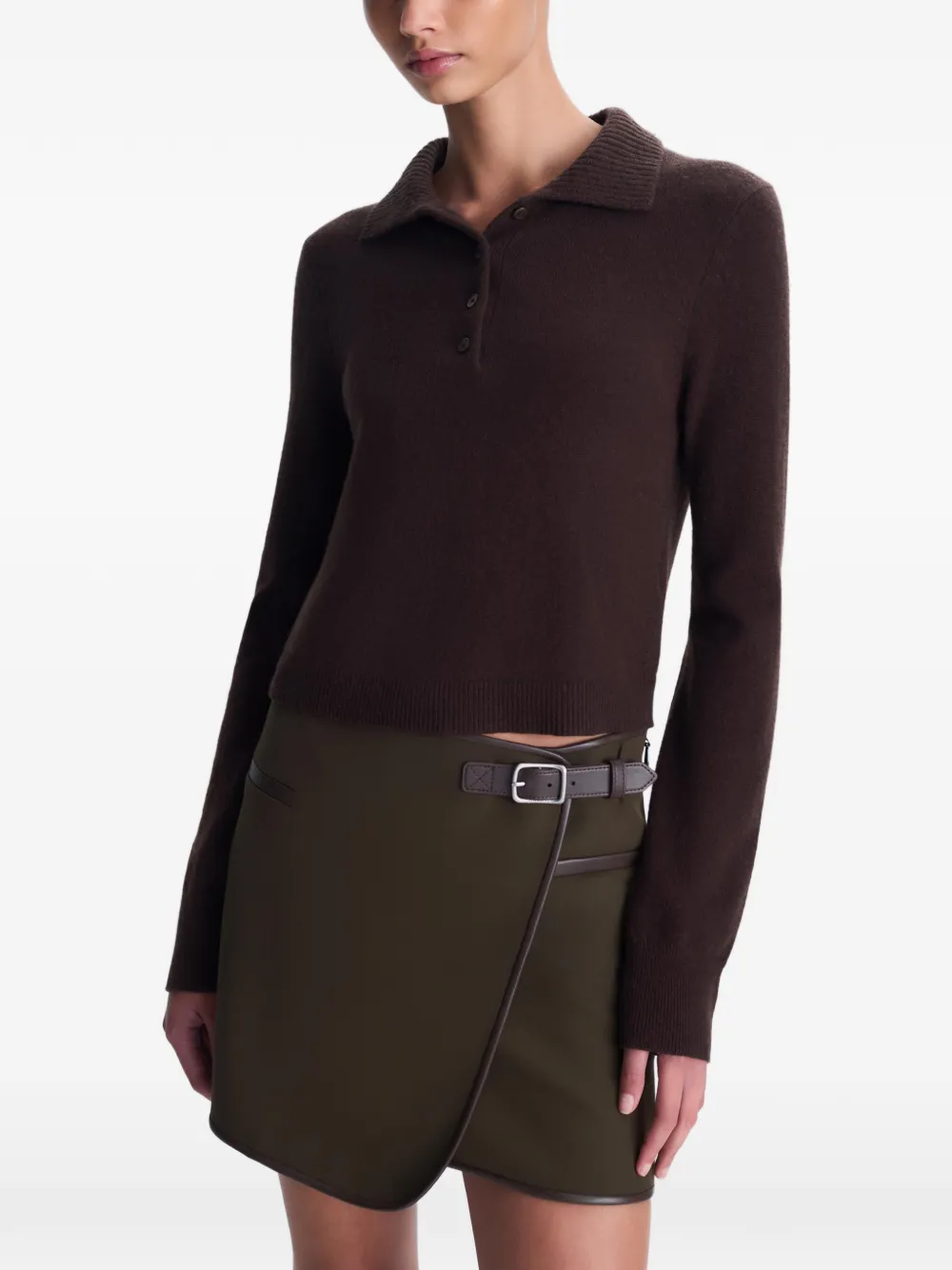 SIMKHAI asymmetric buckled mini skirt Groen