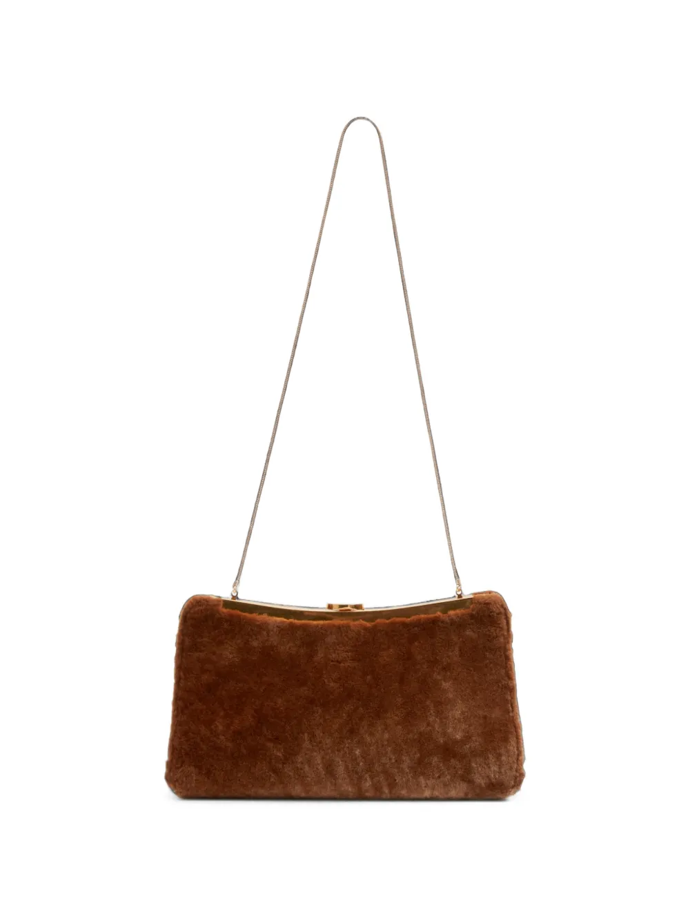 SIMKHAI Solange shearling clutch bag Bruin