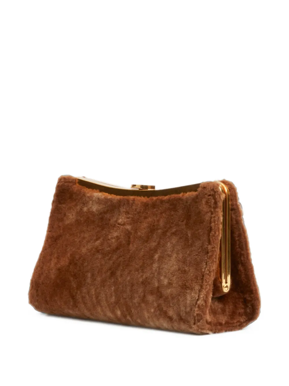 SIMKHAI Solange shearling clutch bag Bruin