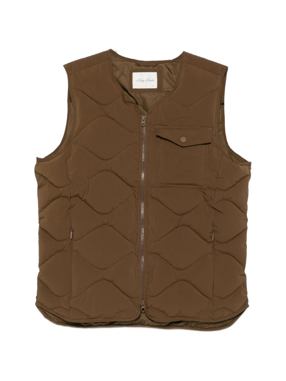 Alley Docks 963 Gilet trapuntato con taschino sul petto - Marrone