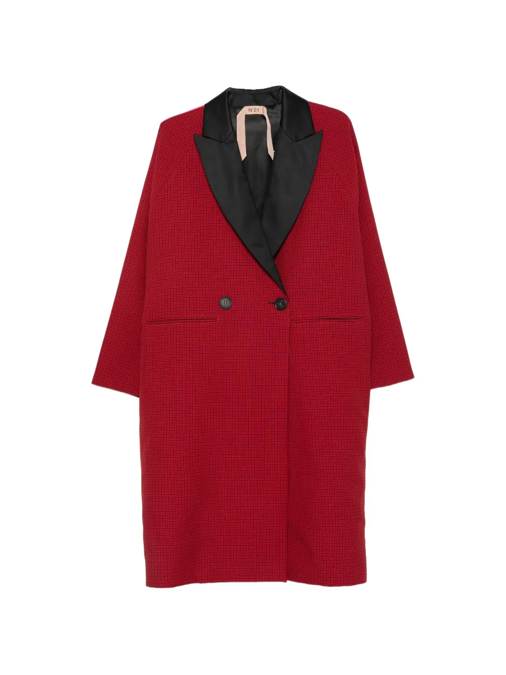 Nº21 check double-breasted coat - Red