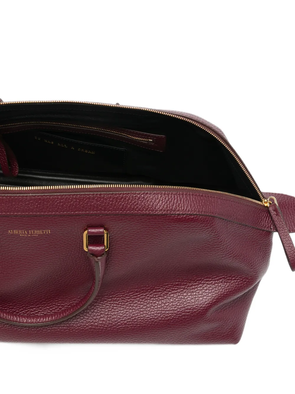 Alberta Ferretti logo-detail grained-leather tote bag Rood