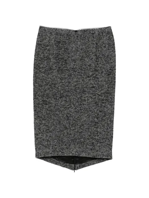 Nº21 herringbone-pattern midi skirt