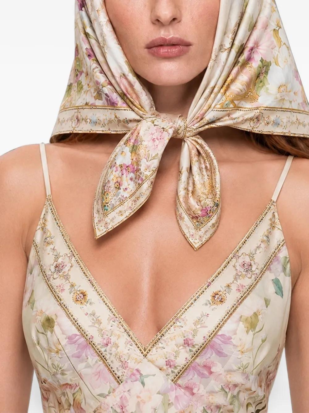 Camilla Adorned in Aranjuez Floral-print Scarf in Neutrals, view 3