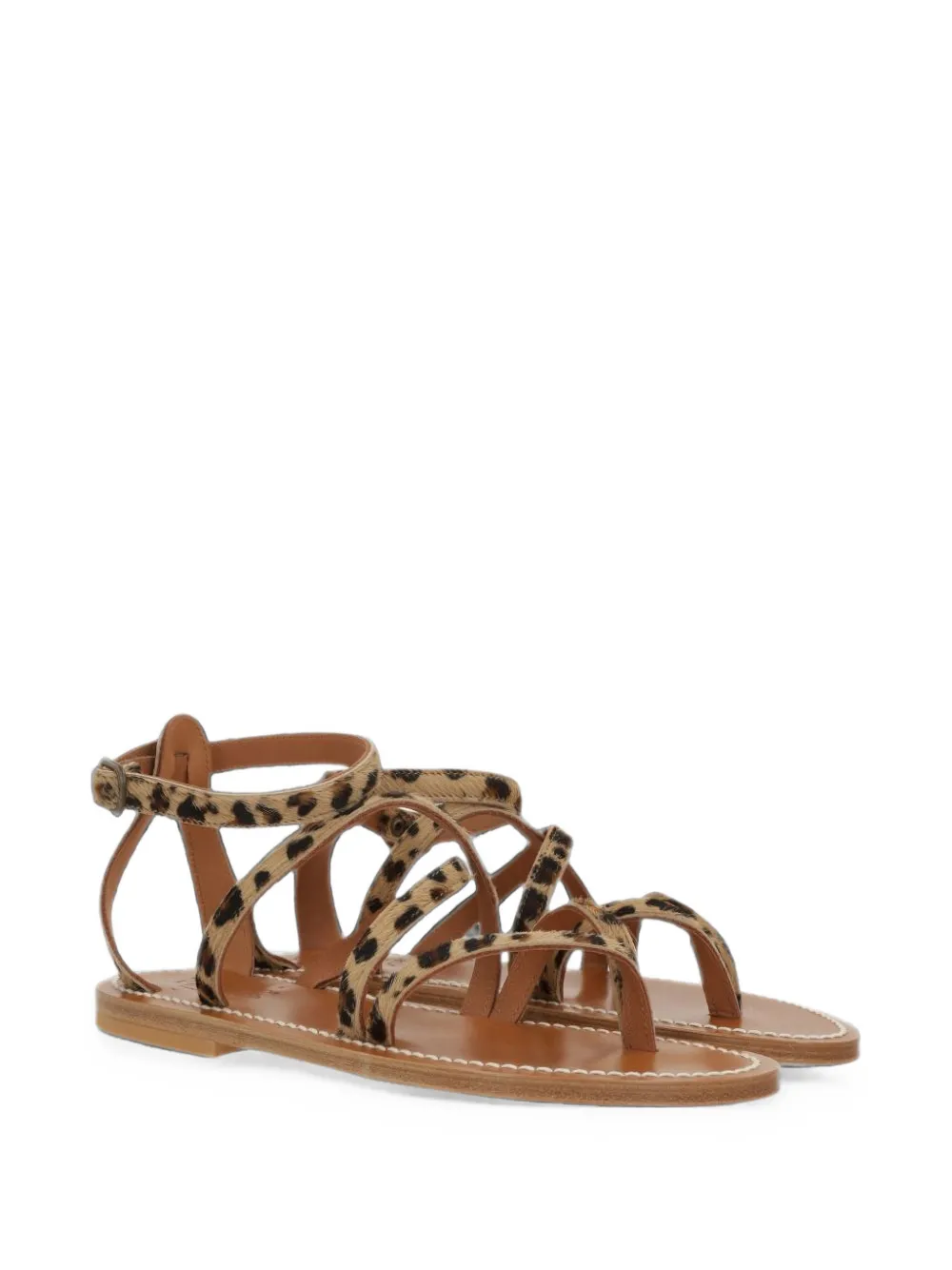 K. Jacques Epicure leopard-print calf hair sandals Beige