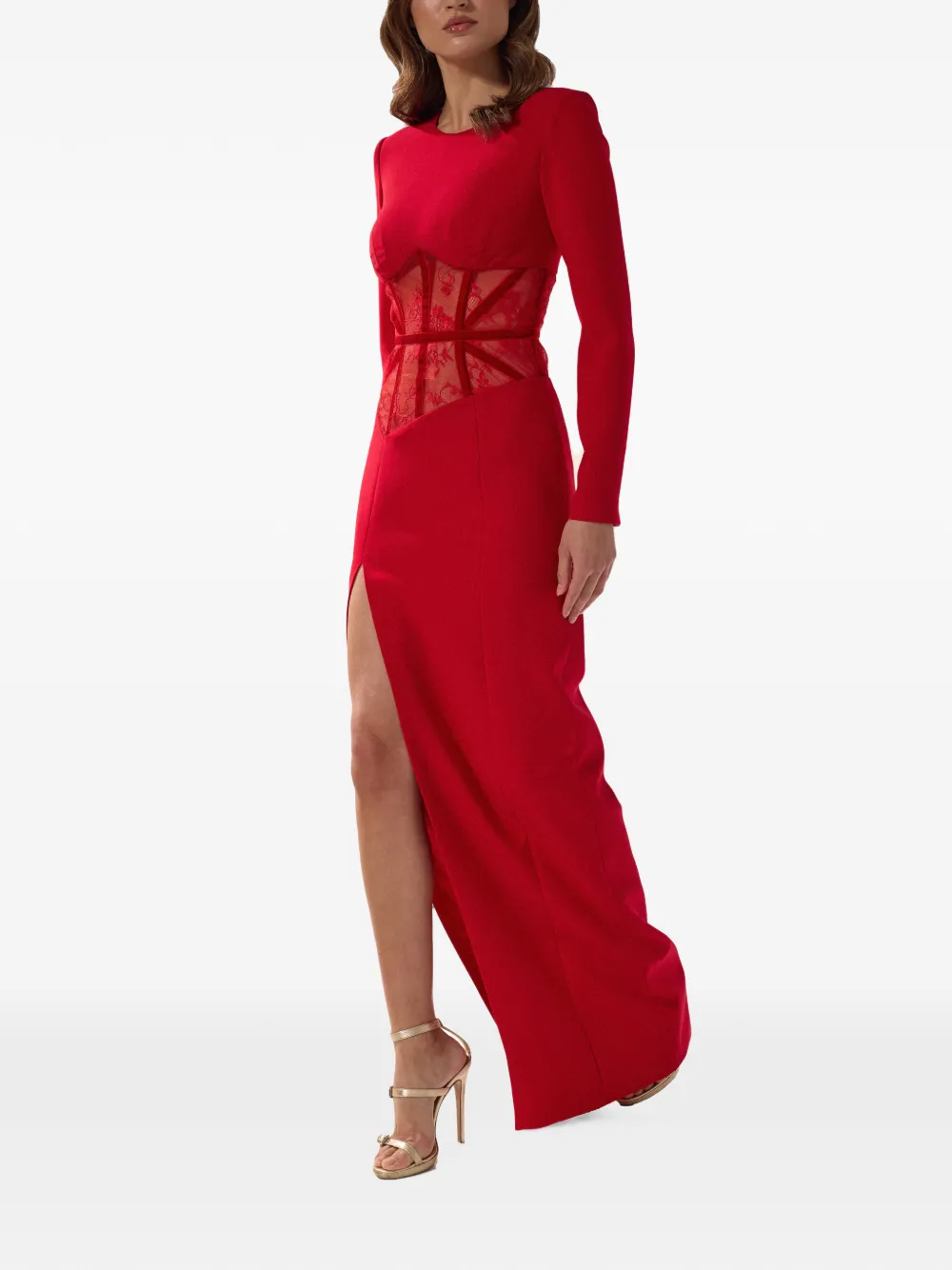 SILK LOVE & LACE Ilara avondjurk met kanten detail Rood