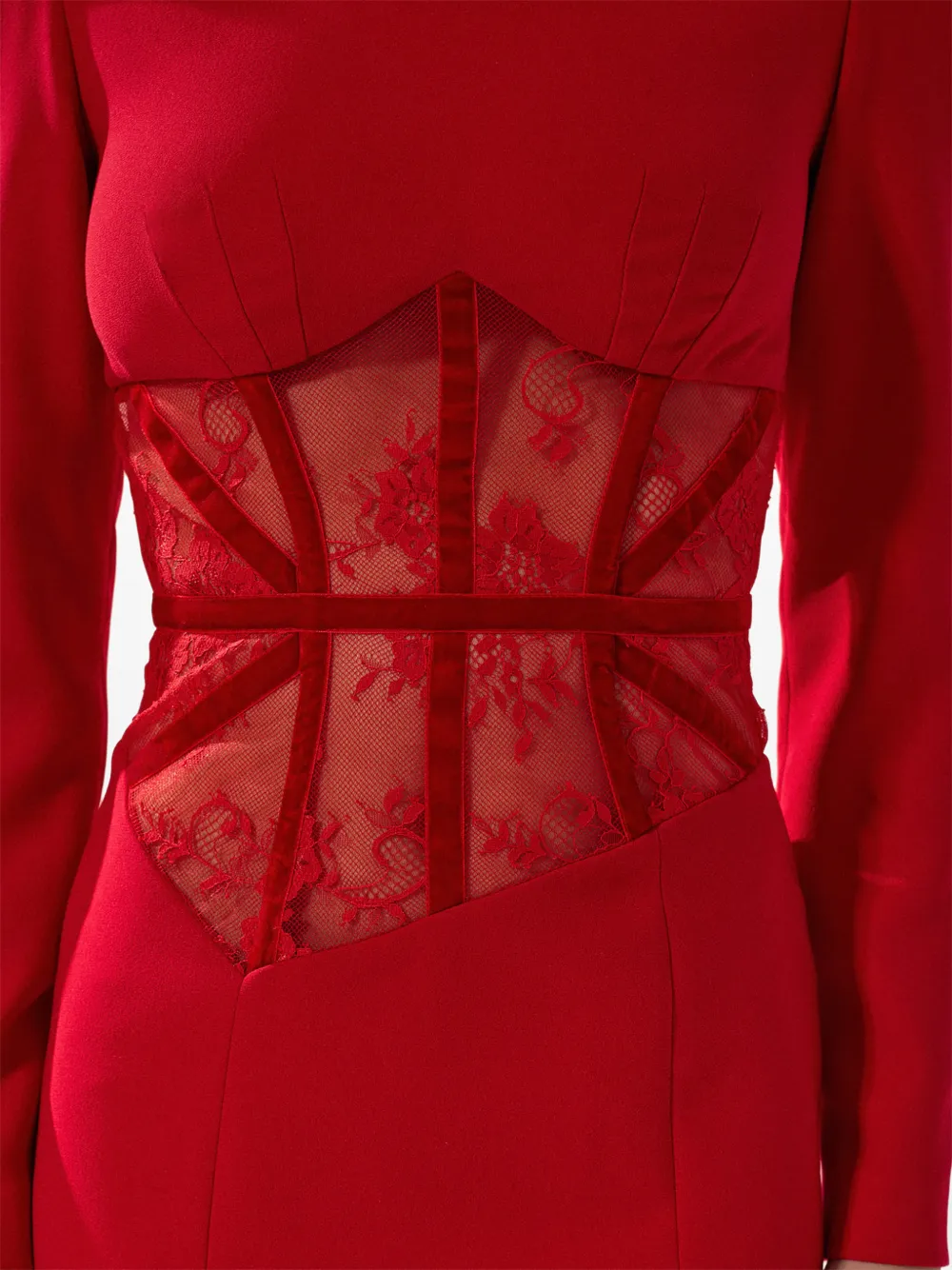 SILK LOVE & LACE Ilara avondjurk met kanten detail Rood