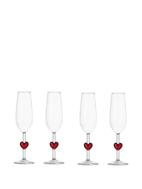 Ichendorf Milano Cuore Flötengläser mit Herzdetail (4er-Set)