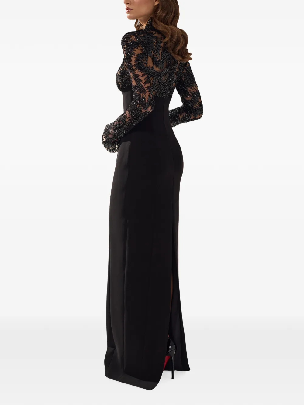 SILK LOVE & LACE Noemy avondjurk verfraaid met kralen Zwart