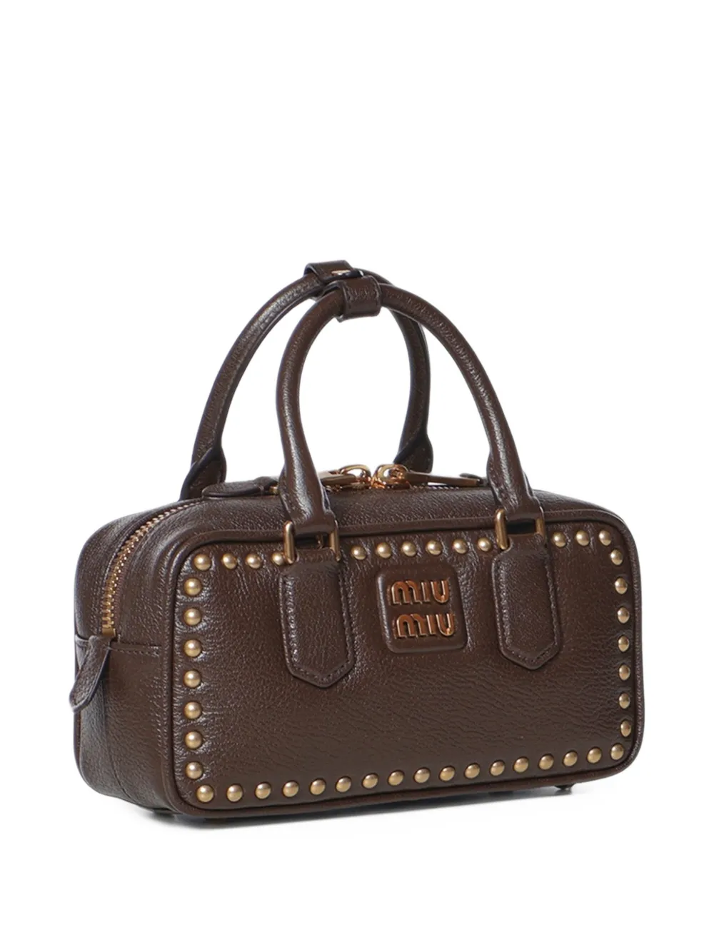 Miu Arcadie leren tas met studs Bruin