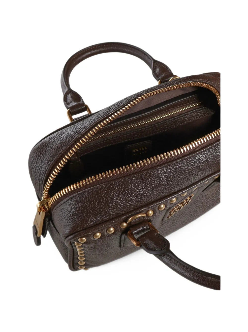 Miu Arcadie leren tas met studs Bruin
