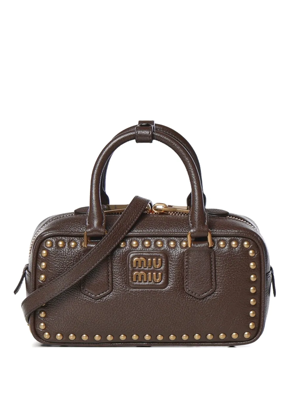 Miu Arcadie leren tas met studs Bruin
