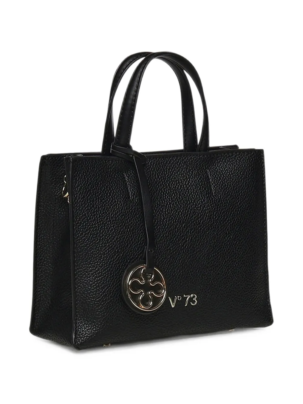 V°73 logo-plaque pebbled tote bag Zwart
