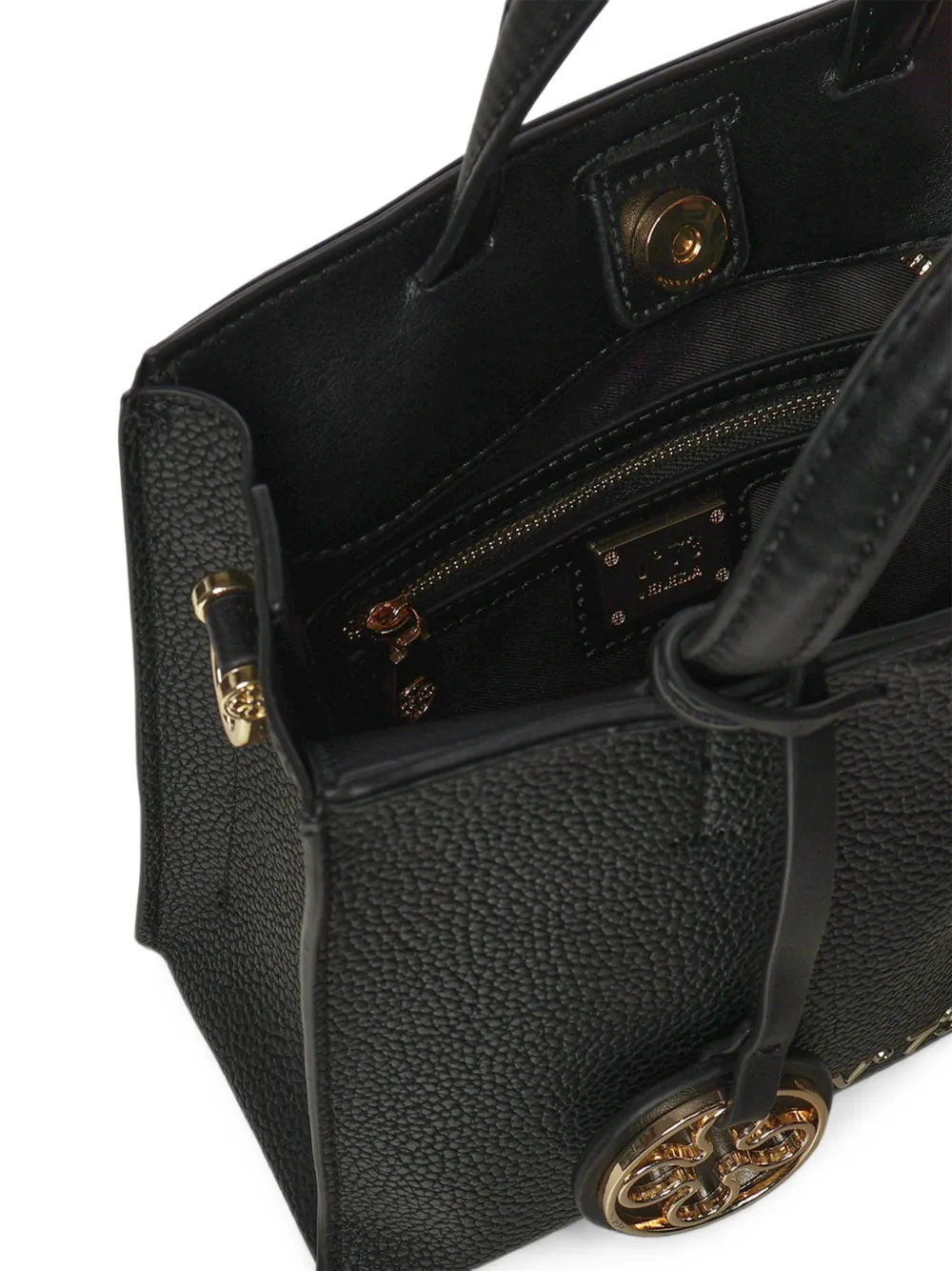 V°73 logo-plaque pebbled tote bag Zwart