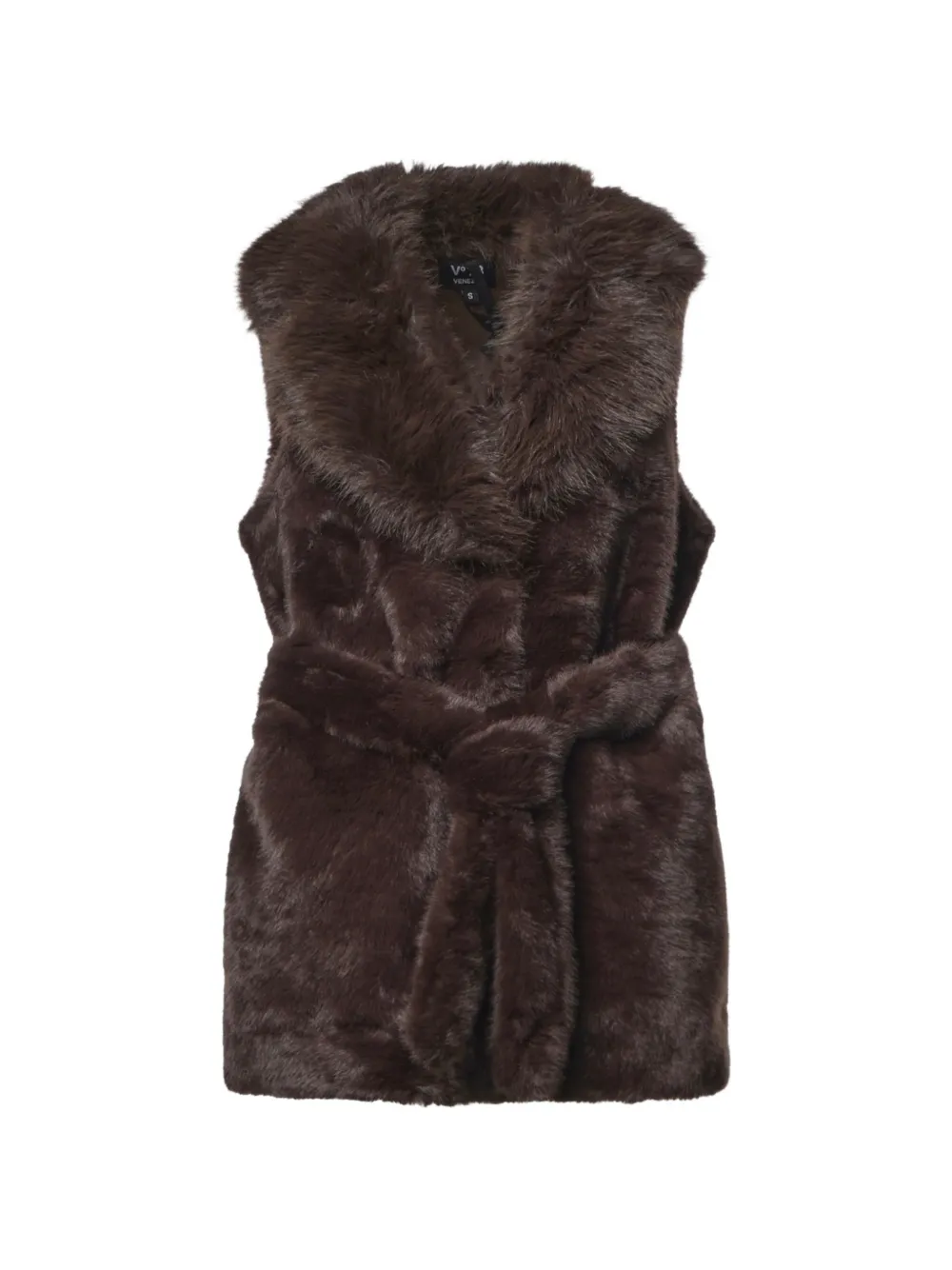V°73 faux-fur belted gilet - Braun