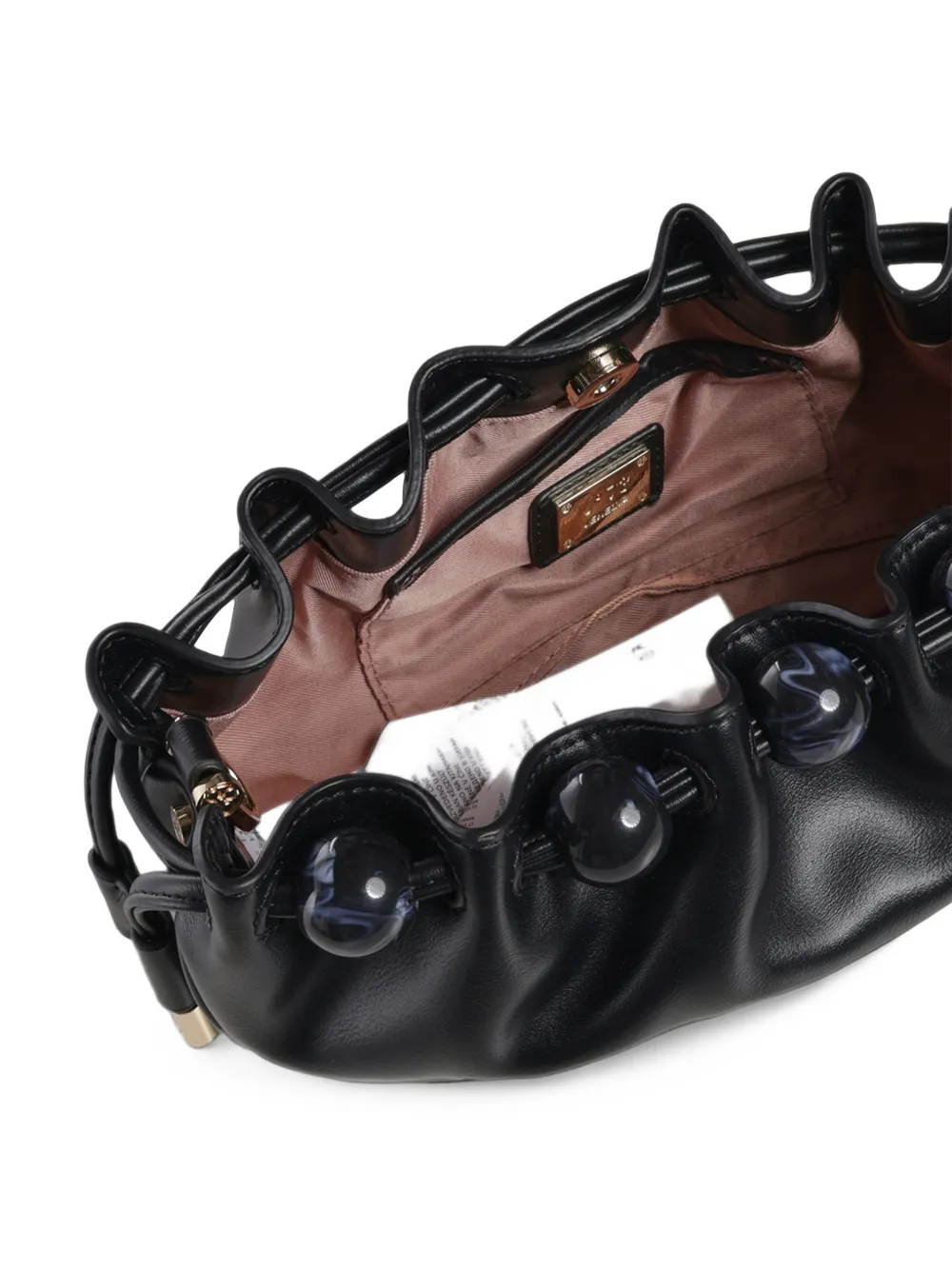 V°73 Topaz chibead-embellished ruched mini bag Zwart