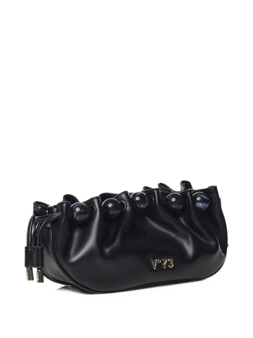 V°73 Topaz chibead-embellished ruched mini bag Zwart