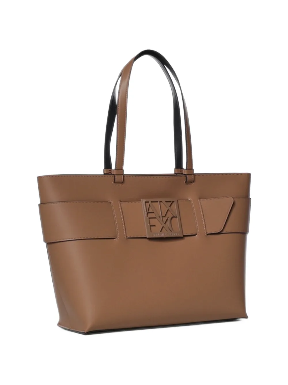 Armani Exchange Schoudertas met logoplakkaat en gesp Bruin