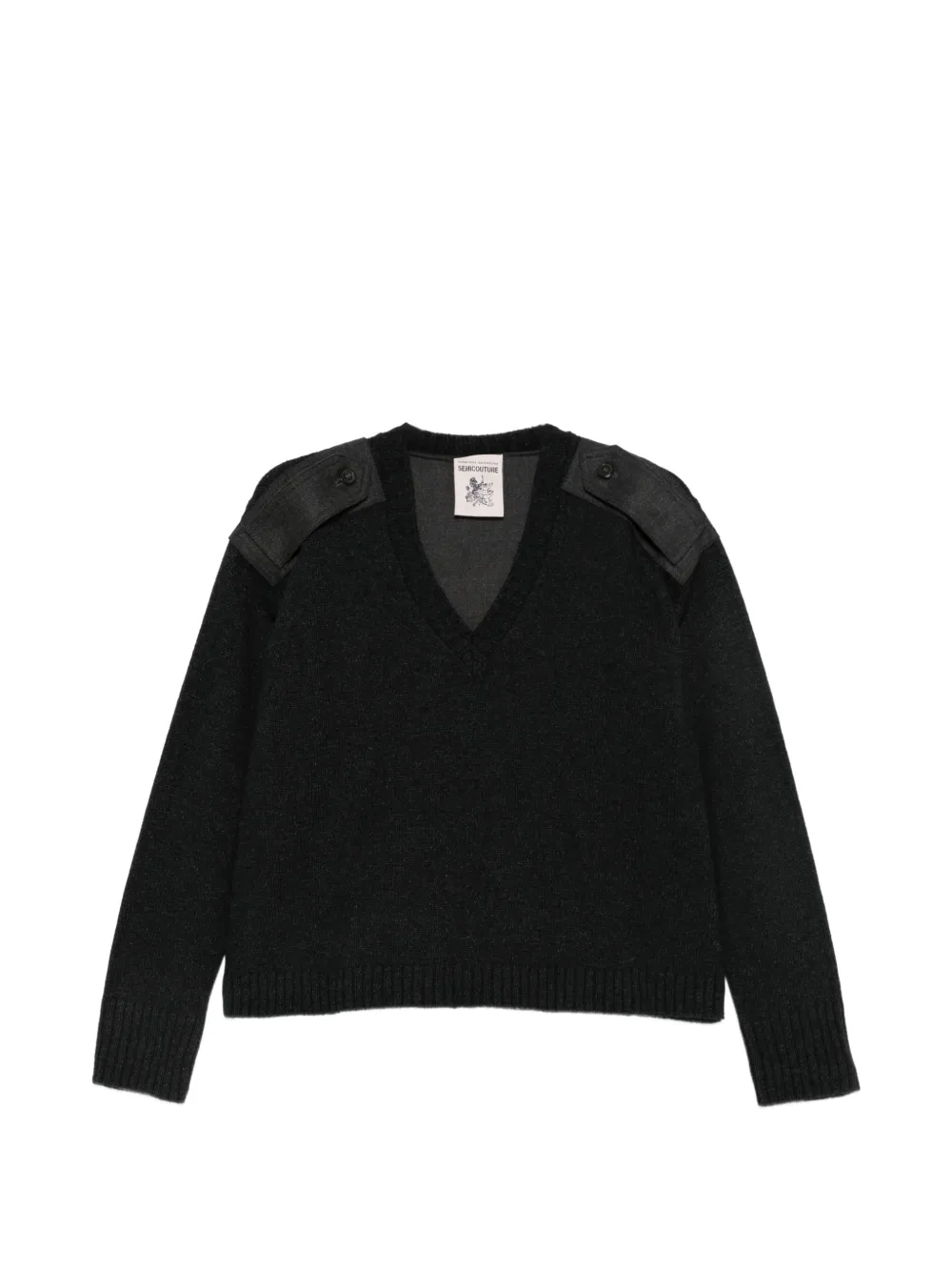Semicouture epaulette-detail V-neck sweater