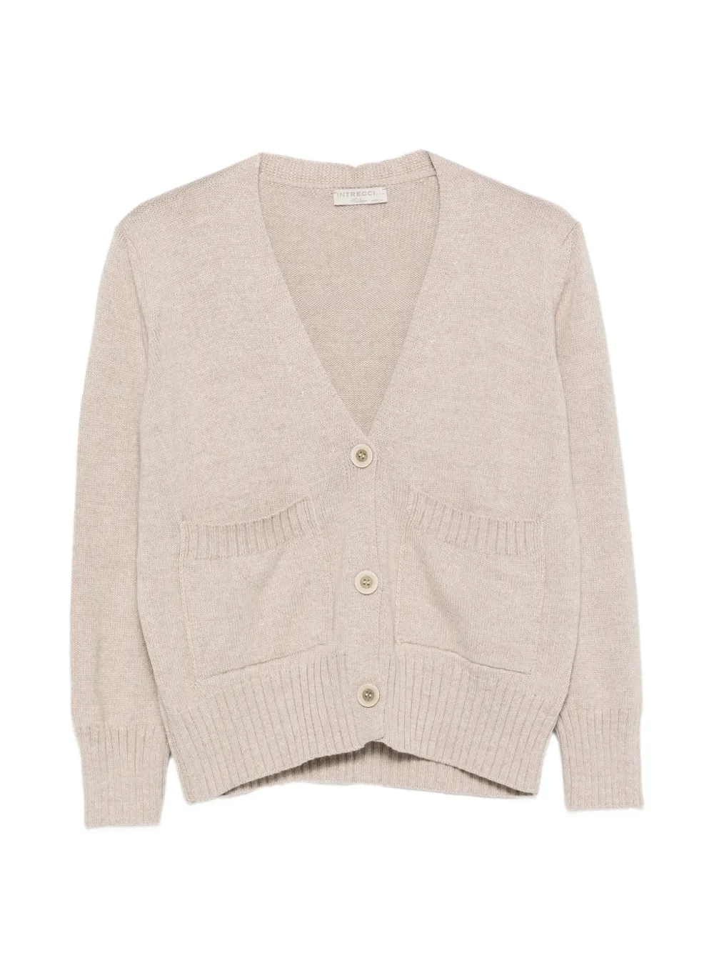 Intrecci V-neck patch-pocket cardigan - Neutrals