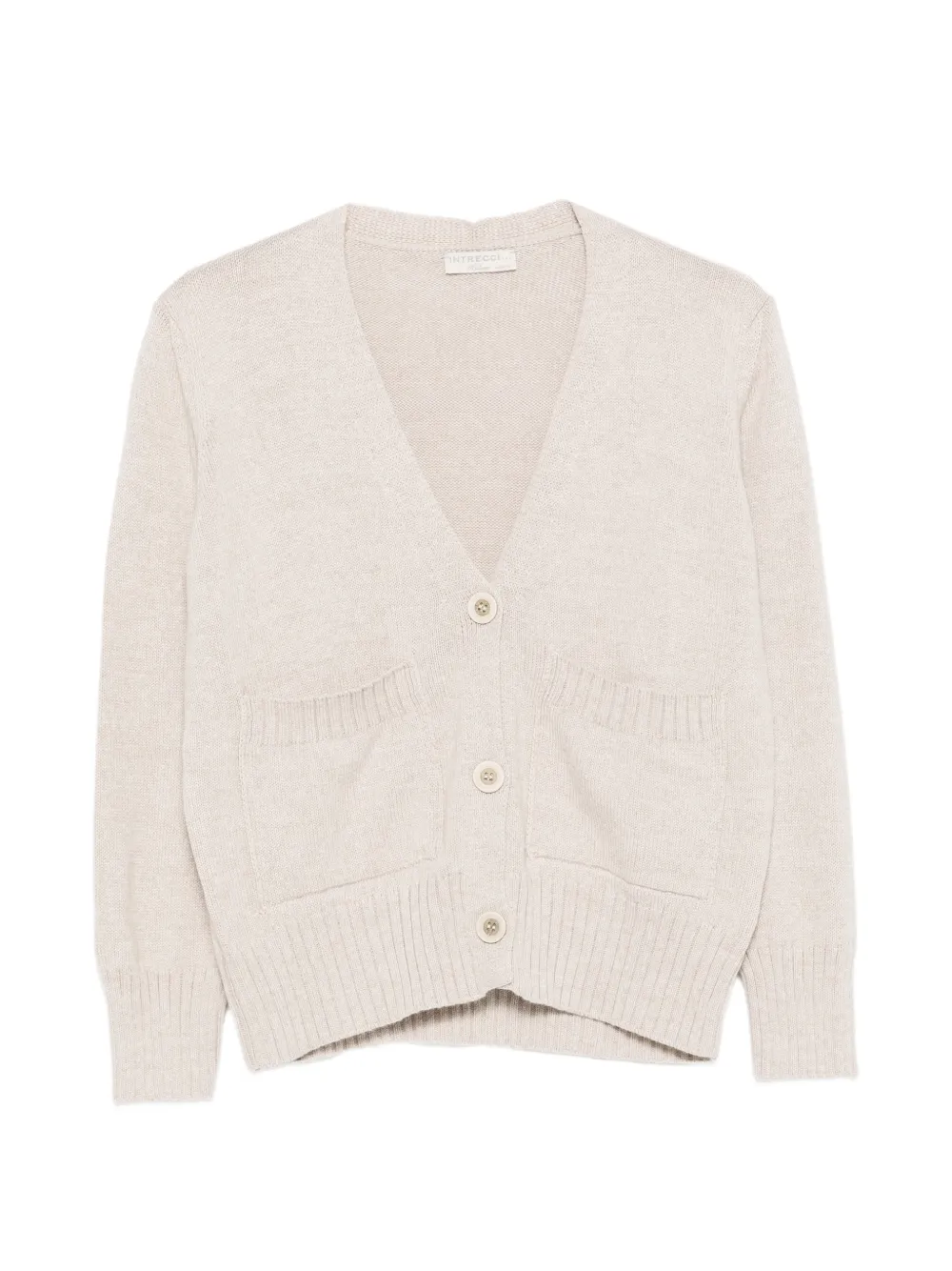 Intrecci V-neck patch-pocket cardigan