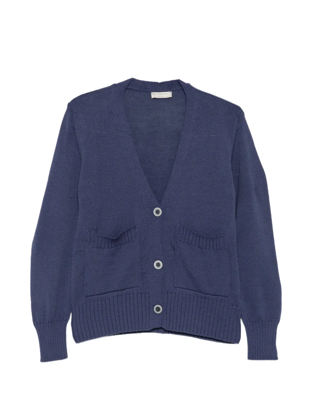 Intrecci V-neck knitted cardigan - Blu