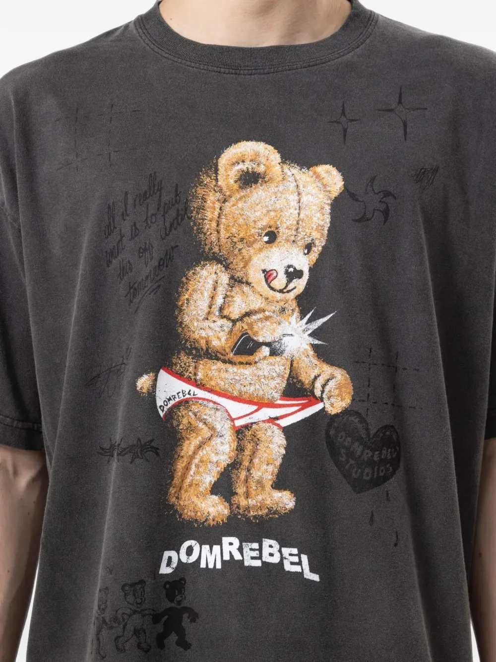 DOMREBEL Snap Sketch T-shirt met grafische print Grijs