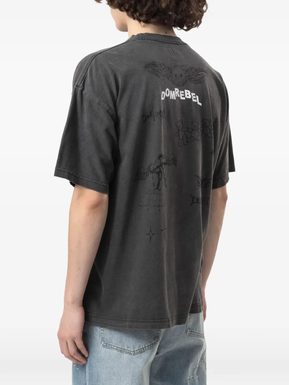 DOMREBEL Snap Sketch T-shirt met grafische print Grijs