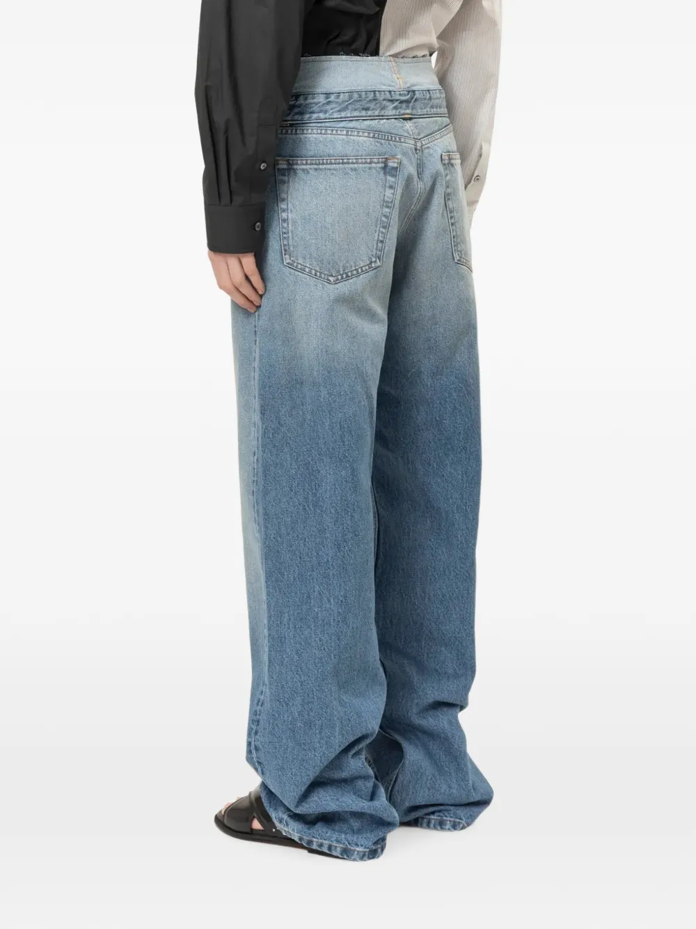 MM6 Maison Margiela deconstructed raw-waistband jeans Blauw