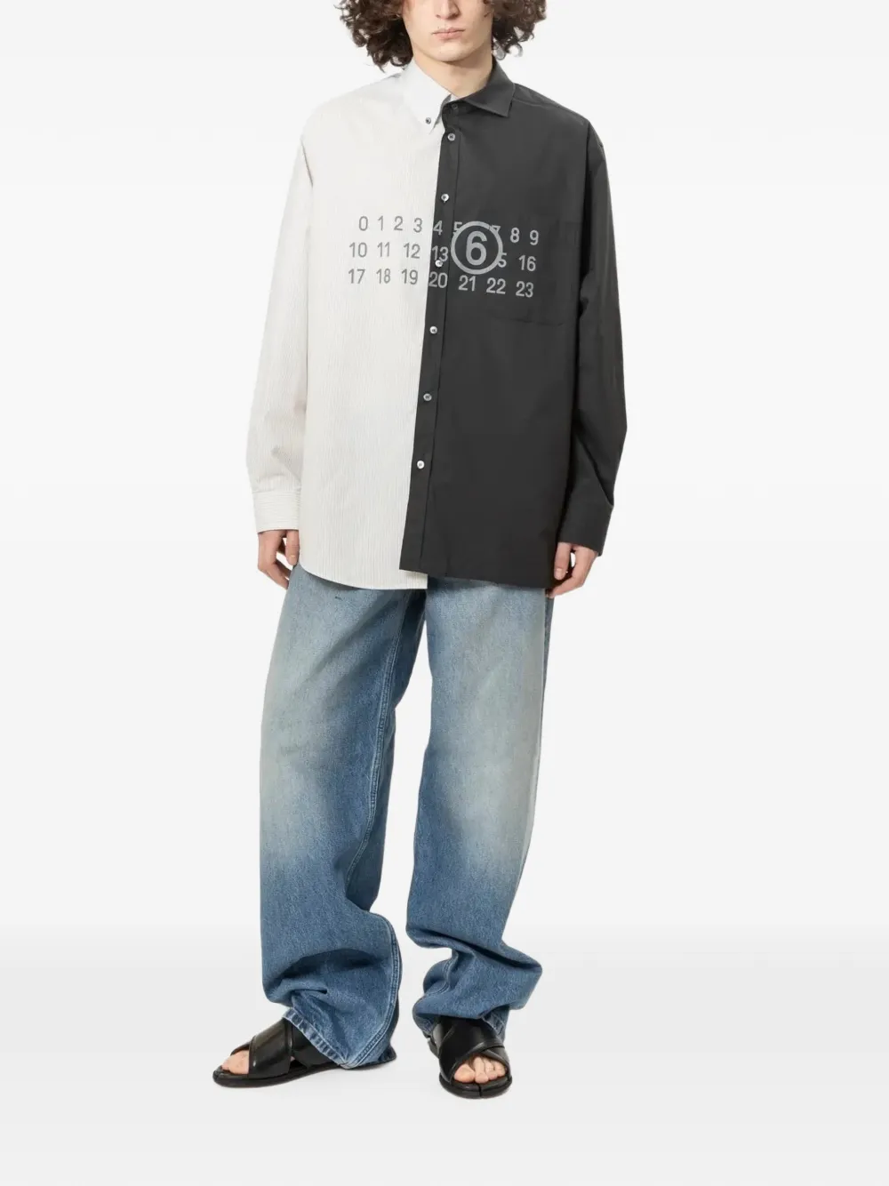 MM6 Maison Margiela deconstructed raw-waistband jeans Blauw