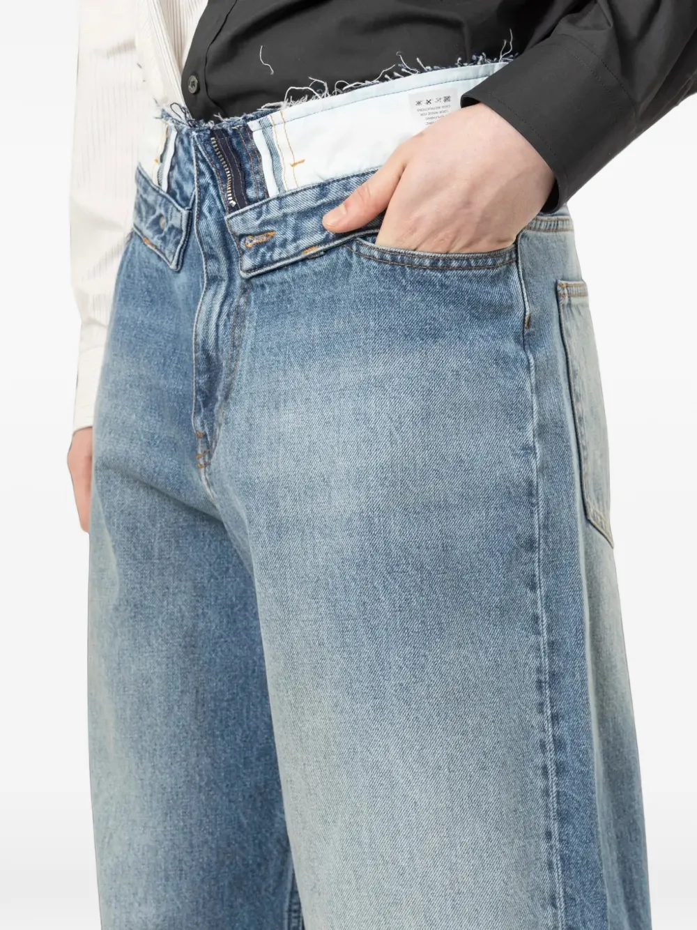 MM6 Maison Margiela deconstructed raw-waistband jeans Blauw