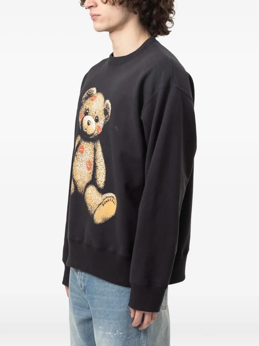 DOMREBEL Big Kiss teddy bear-print sweatshirt Zwart
