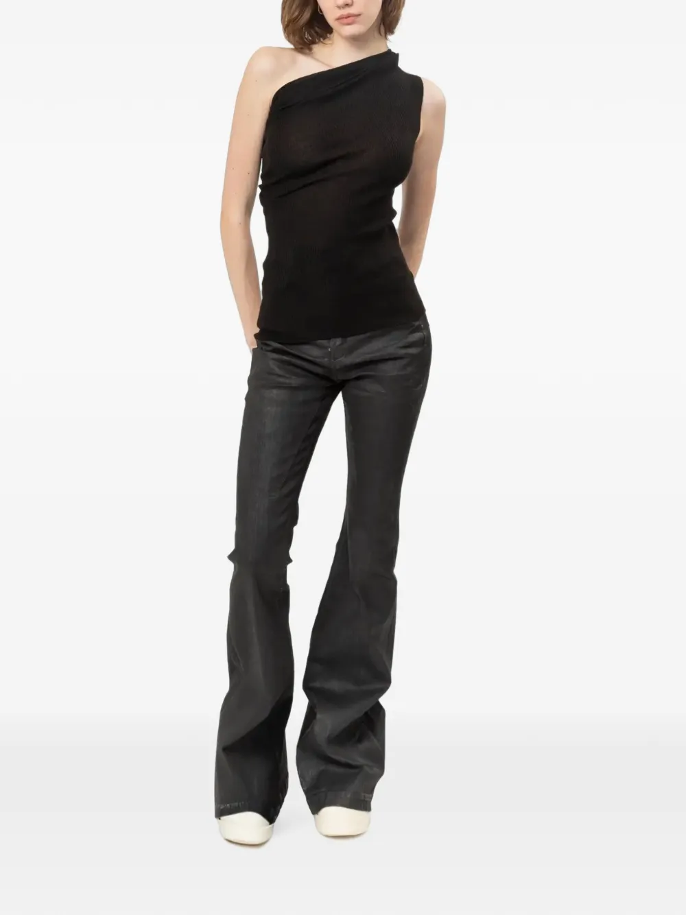 Rick Owens Athena asymmetric draped top Zwart
