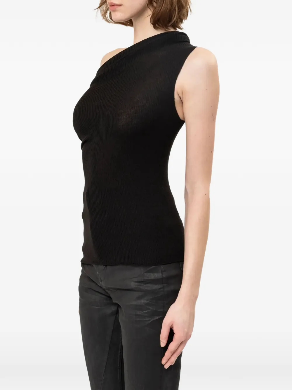 Rick Owens Athena asymmetric draped top Zwart