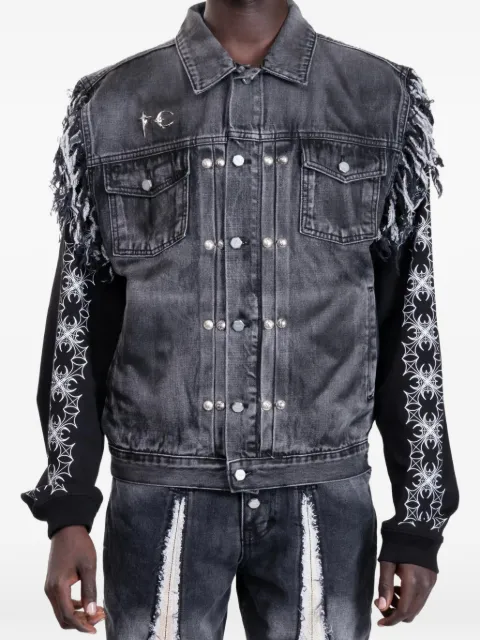 THUG CLUB TC Angels fringe-trim denim jacket