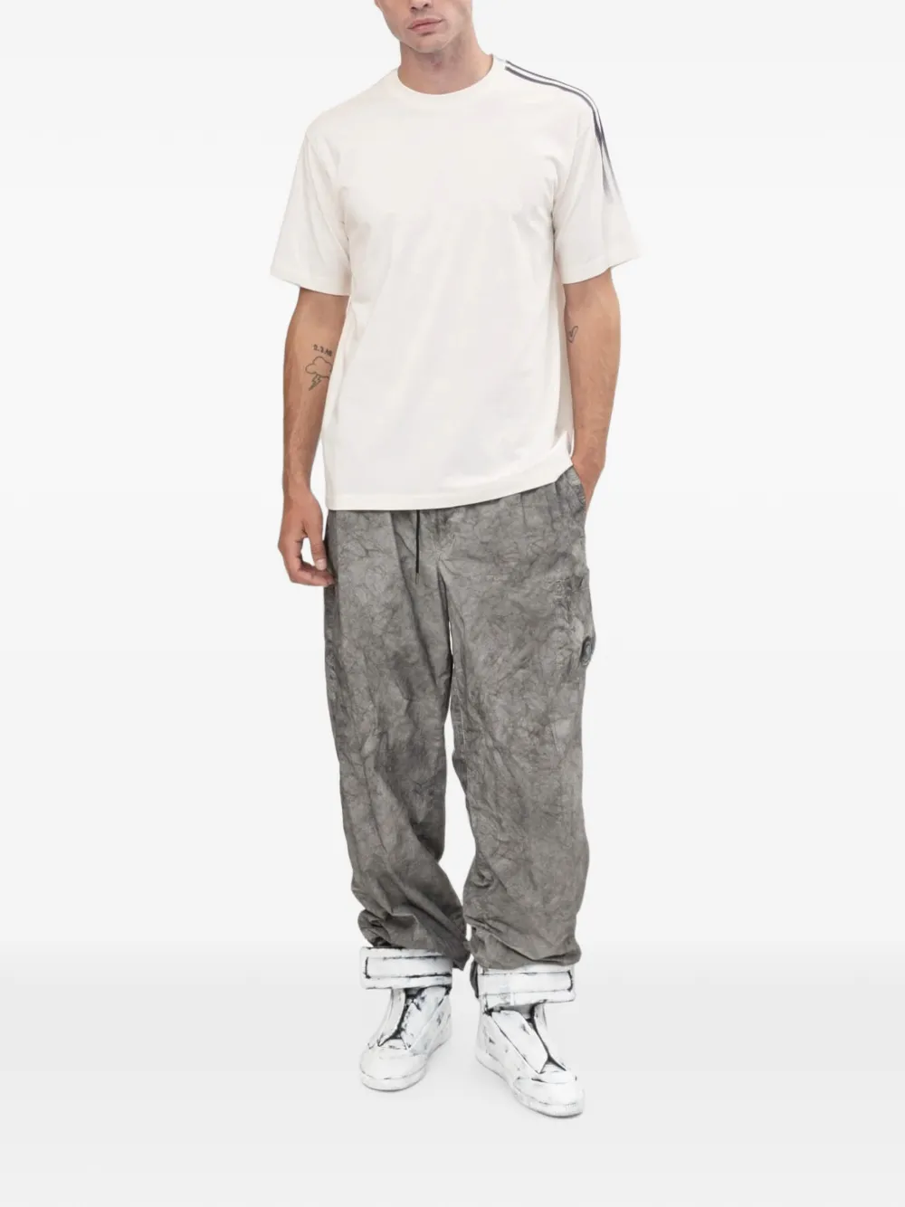 Y-3 Gestreept T-shirt Beige