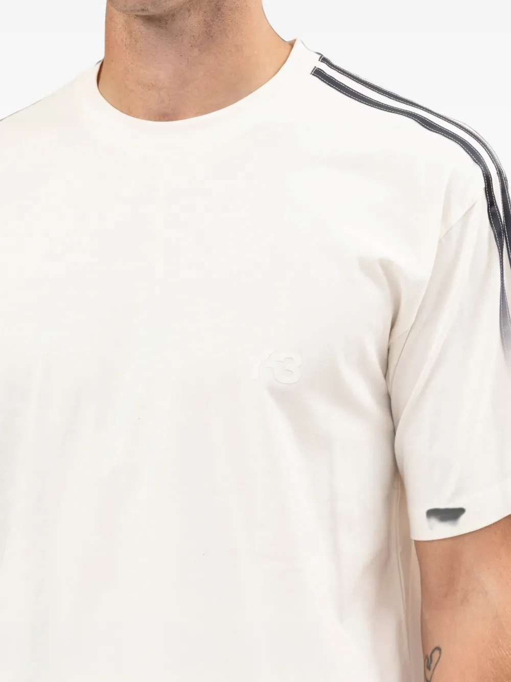Y-3 Gestreept T-shirt Beige