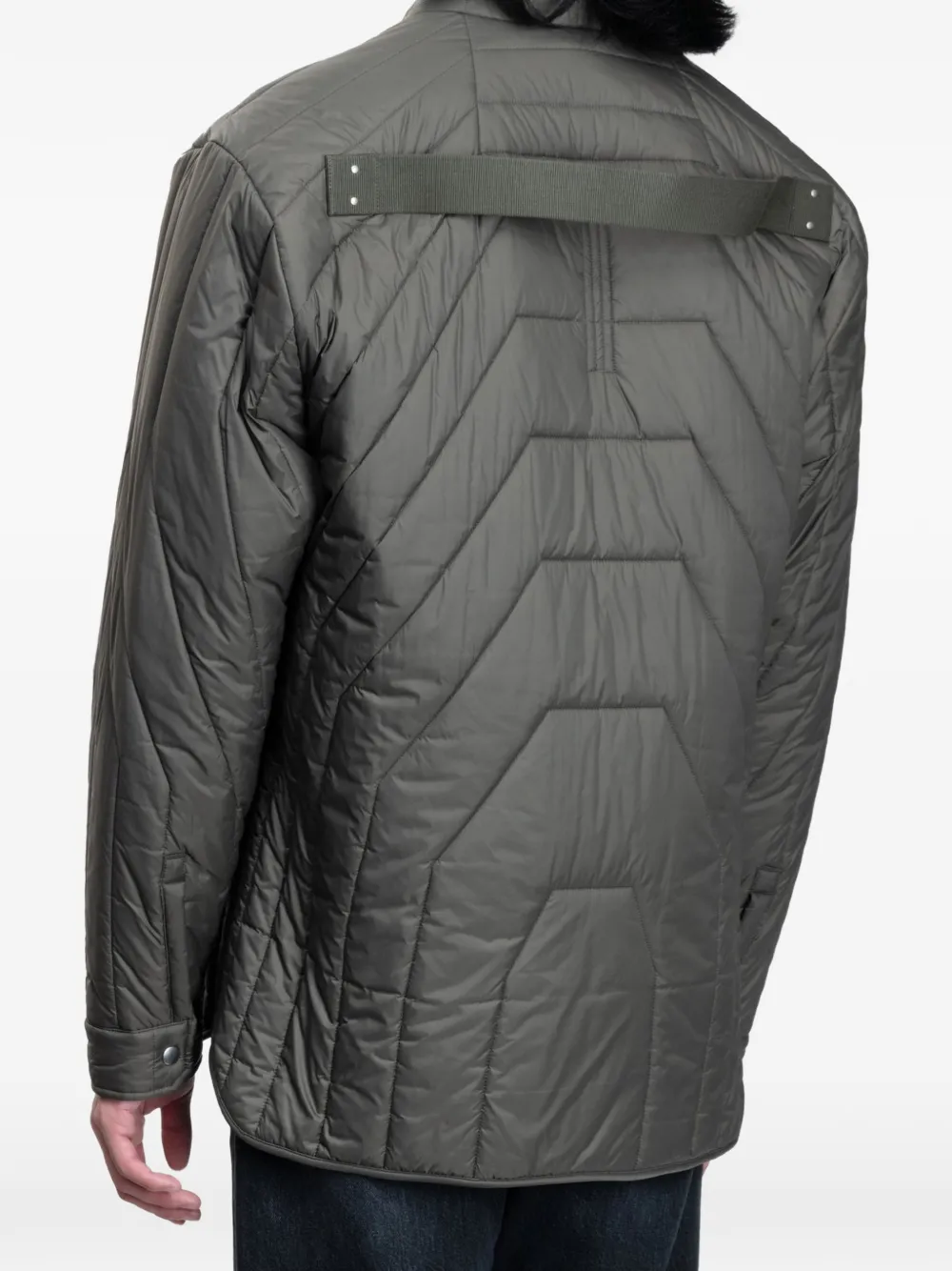 Rick Owens quilted curved-hem jacket Grijs