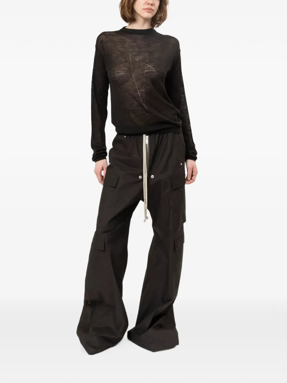 Rick Owens Penta sheer sweater Zwart