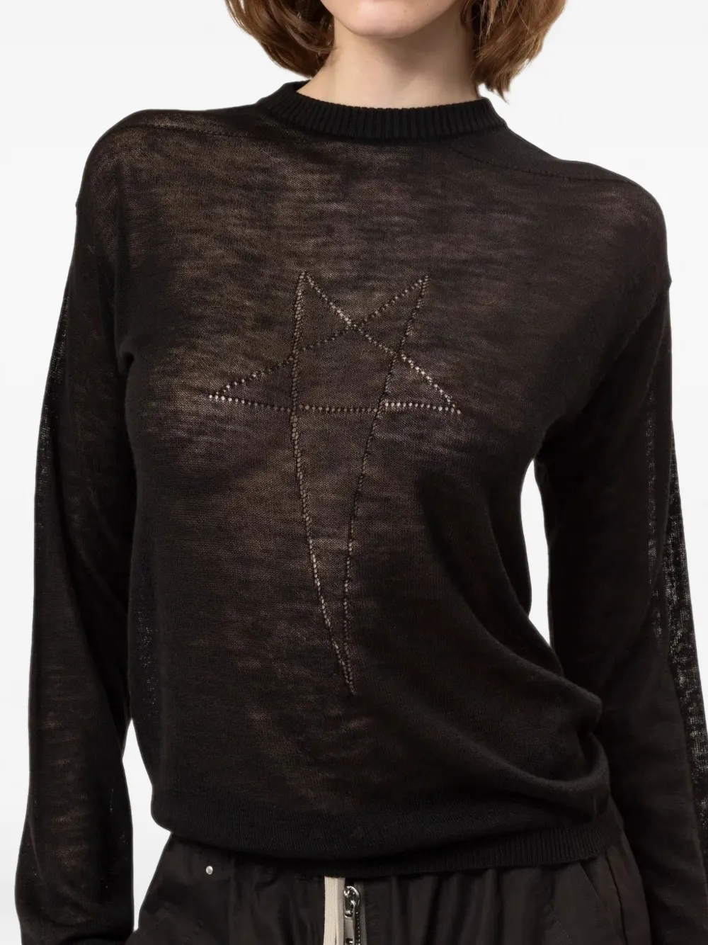 Rick Owens Penta sheer sweater Zwart
