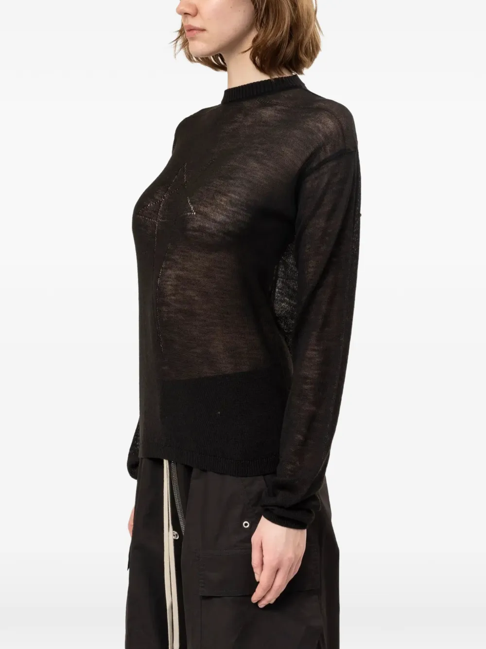 Rick Owens Penta sheer sweater Zwart