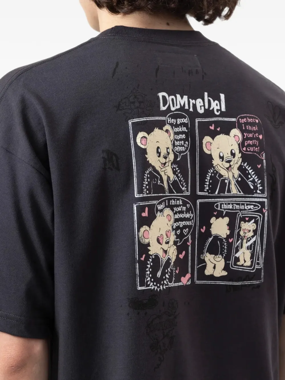 DOMREBEL Moi T-shirt met grafische print Zwart